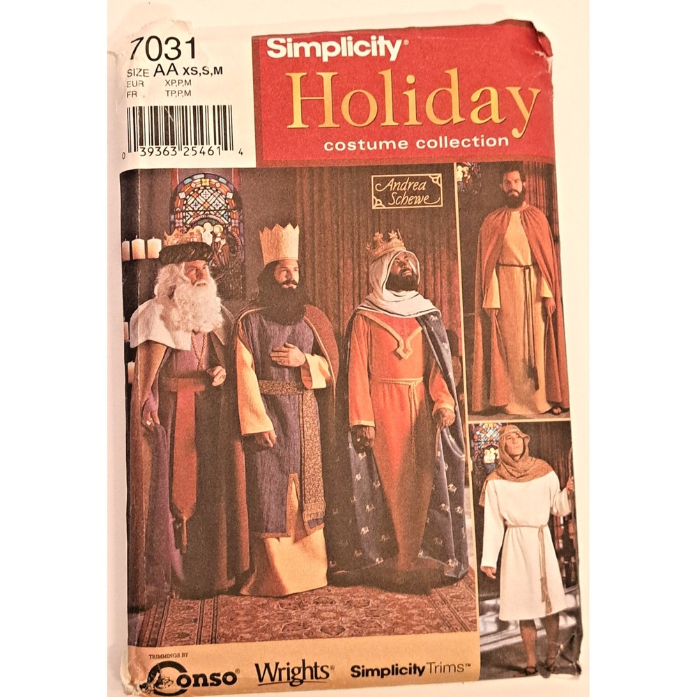 Simplicity 7031 Biblical‎ Costume Sewing Pattern Wise Men Kings Size AA XS S M